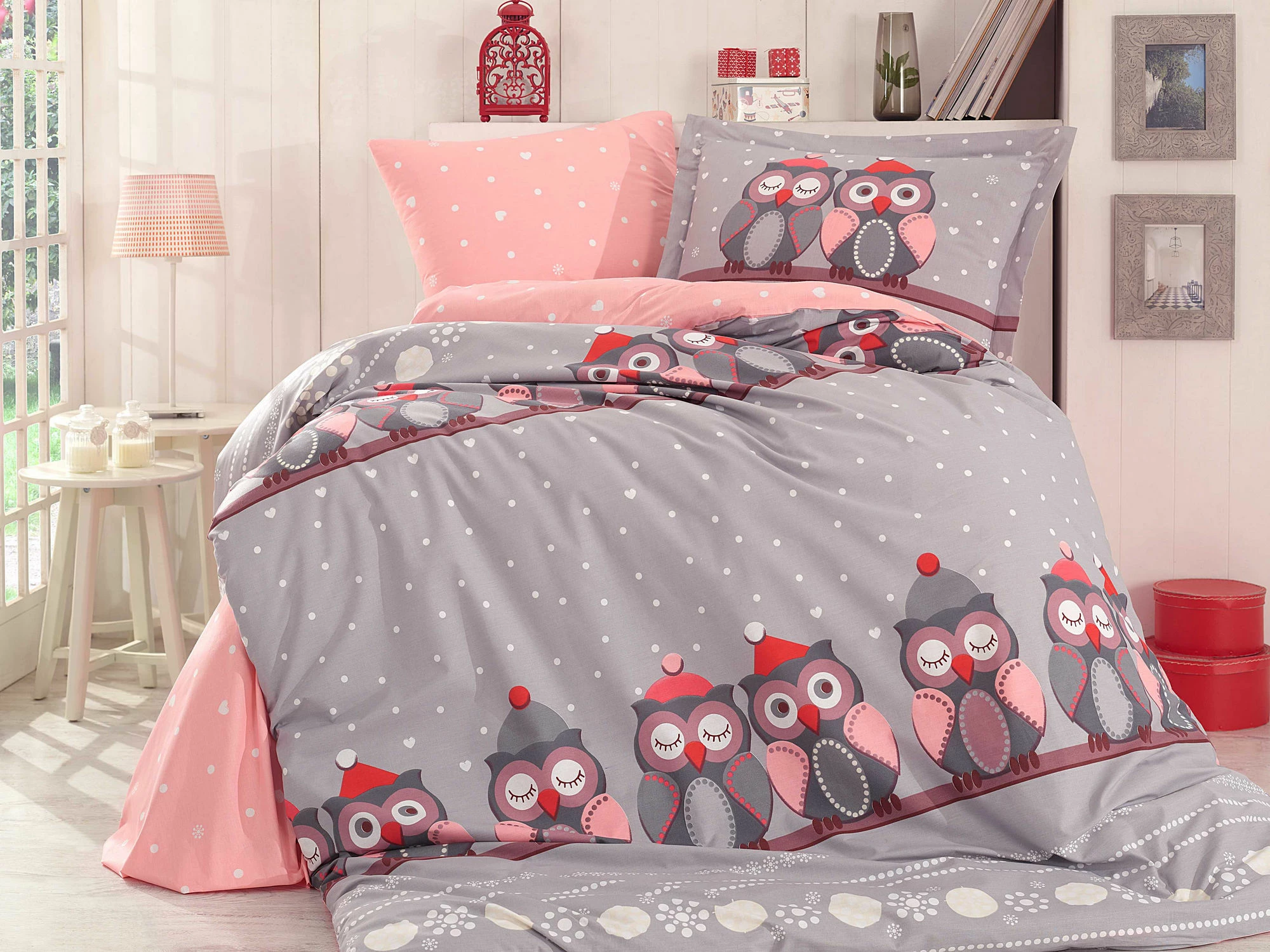 Set mbulesë për jorgan single Poplin, Linda, ngjyrë gri