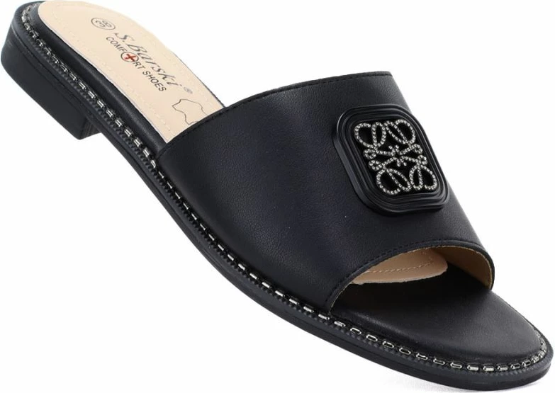 Pantofla lëkure për femra S.Barski KV61-6019, të zeza