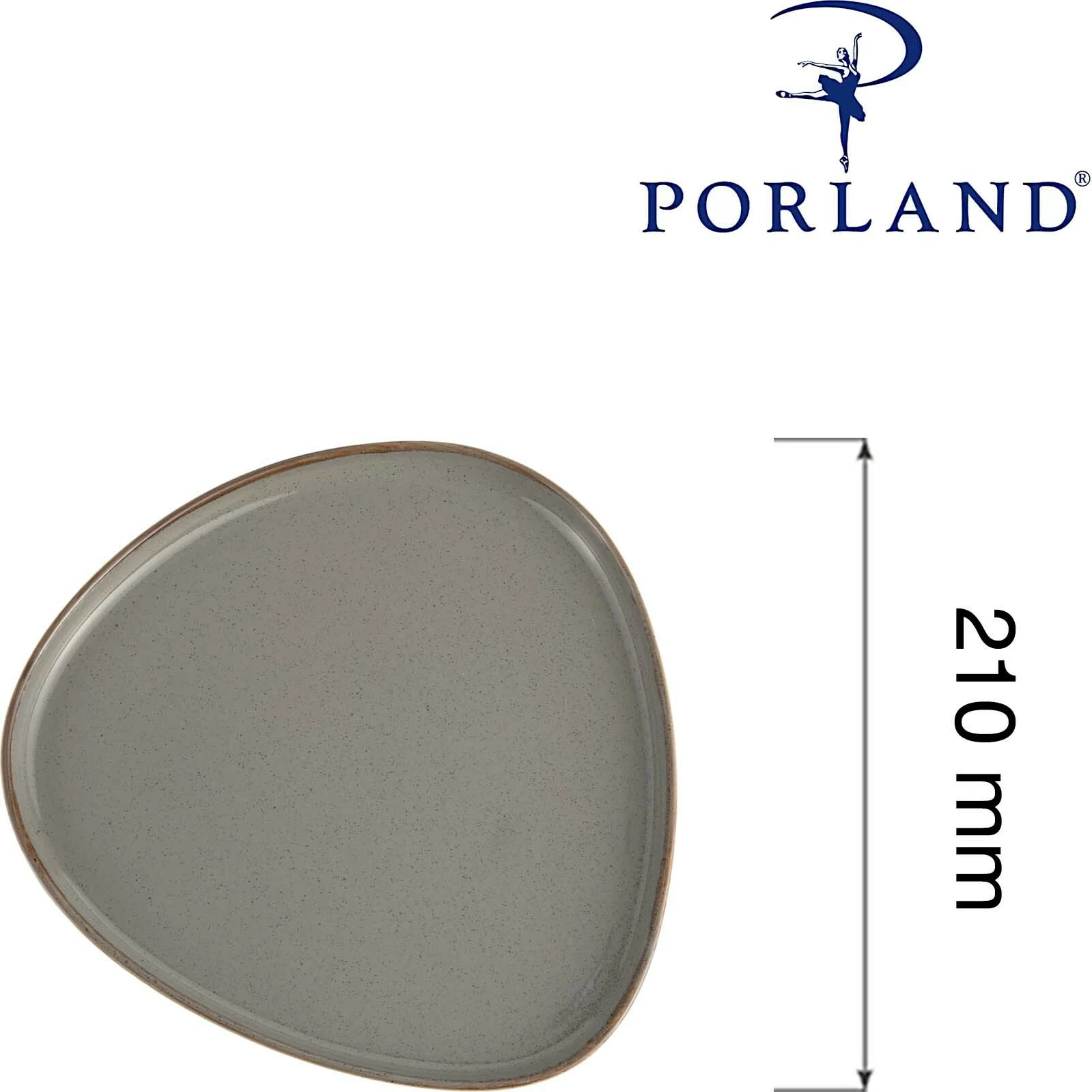 Pjatë trekëndore Porland Seasons Stone 210 mm, gri e errët, set 6 copë