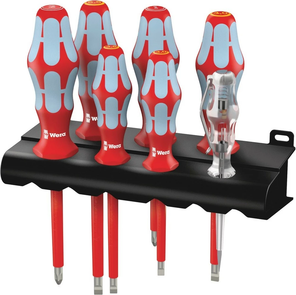 Set kaçavidash Wera 3160 i/7, inox, VDE, me mbajtëse