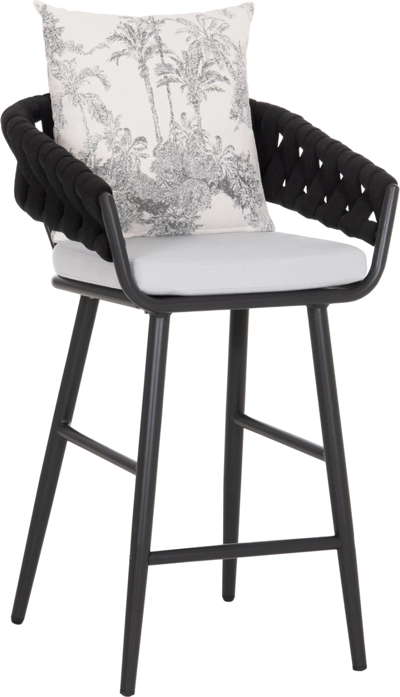 Karrige për bar alumini Camden, antracit e errët, me jastëkë, 56x60x108 cm, set 2 copë