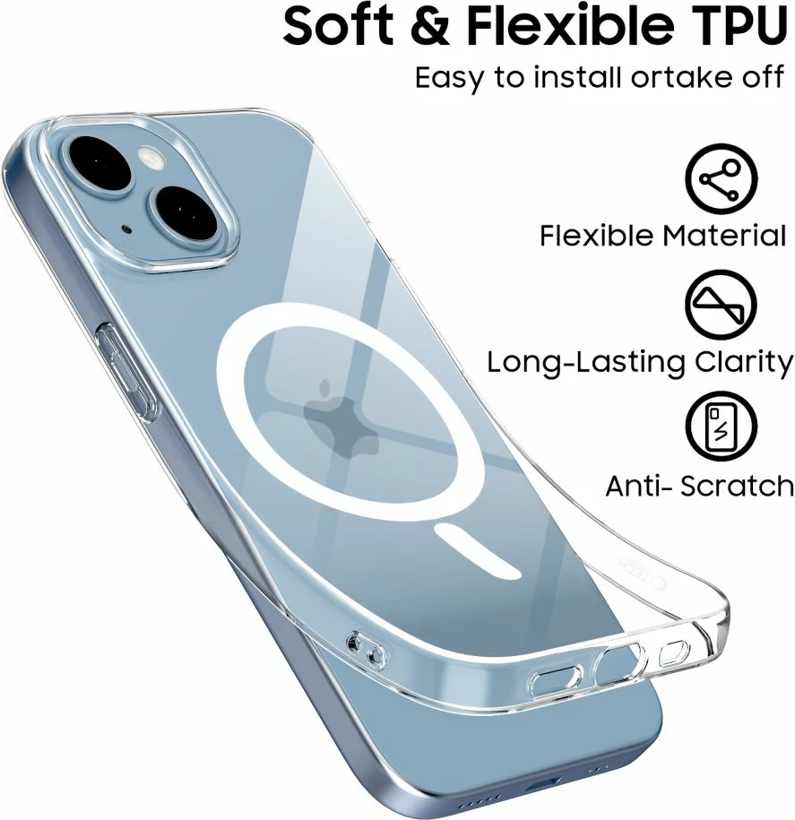 Mbështjellës Tech-Protect FlexAir MagSafe për iPhone 13/14, Transparent