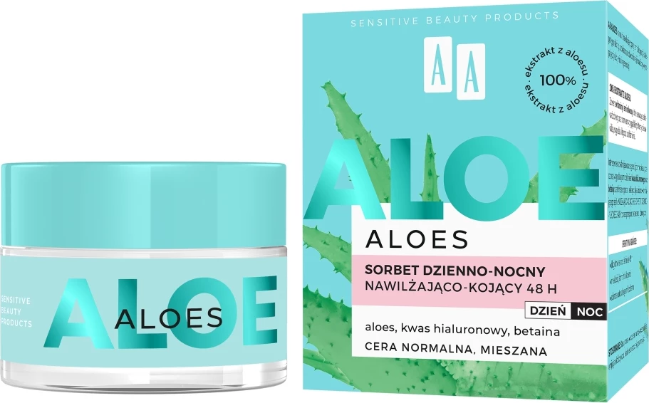 Krem-gel hidratues për femra AA Aloe 100% Aloe Vera Extract Sorbet Day-Night 48h, 50ml