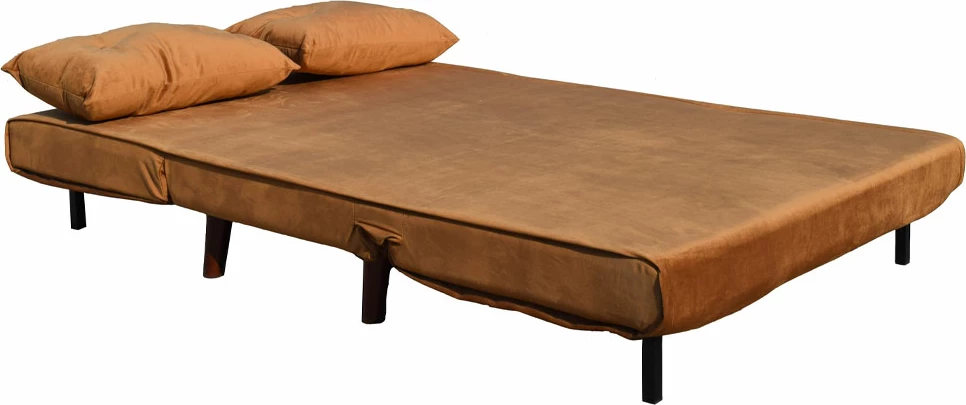 Divan i palosshëm dy vendësh, kadife ngjyrë deve, 121x90x80cm