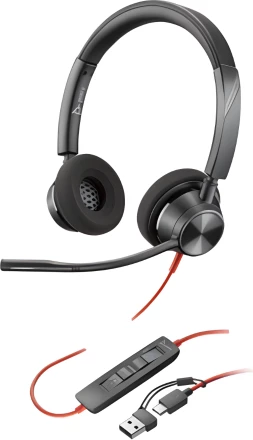 Kufje me mikrofon Poly Blackwire 3320 MS 8X220AA, e zezë