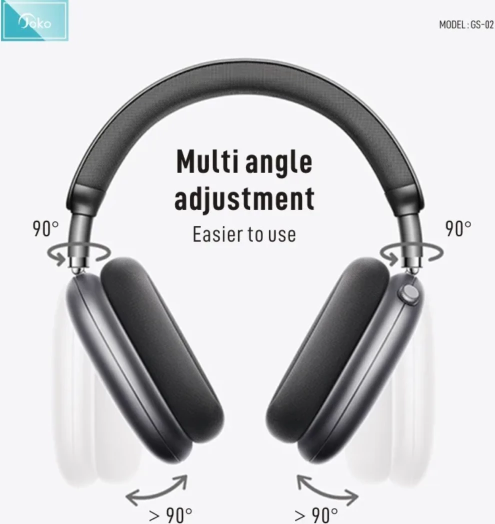 Kufje Wireless Over-Ear Premium (Stil AirPods Max), me tingull të qartë dhe përdorim komod, për muzikë, thirrje dhe argëtim, e zezë/metalike