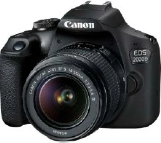 Aparat fotografik DSLR, Canon EOS 2000D 24.1MP, video Full HD, Wi‑Fi NFC, kit 18-55mm, e zezë