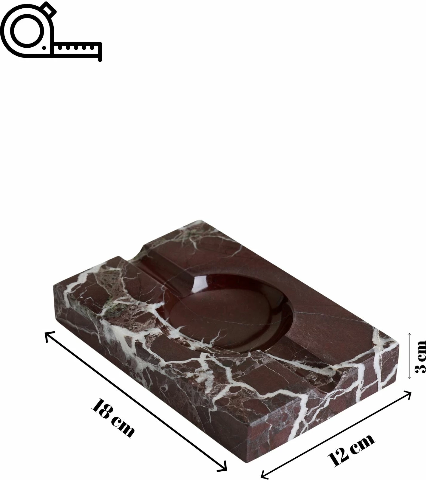 Tabak mermeri Rosso Levanto, ngjyrë burgundy, drejtkëndësh, Evila Originals