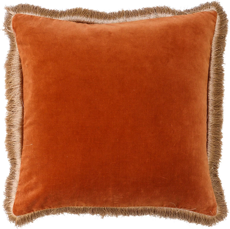 Jastëk dekorativ luksuz, kadife pambuku, terrakota, 50x50cm