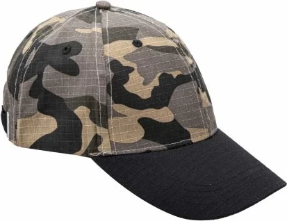 Kapele sportive me strehë LAHTI PRO L101080S, 100% pambuk, e rregullueshme, kamuflazh zi/bezhë/khaki