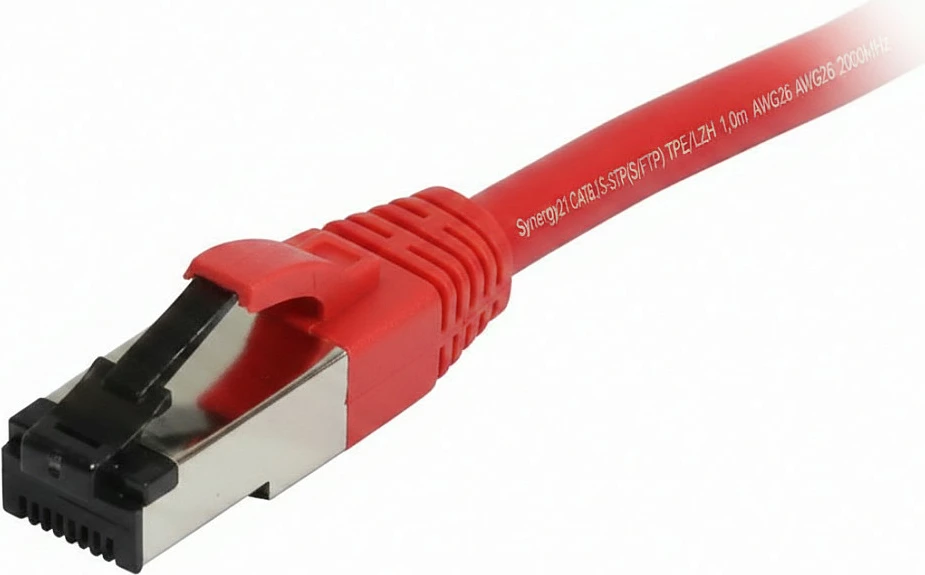 Kabel rrjeti Synergy21 RJ45 CAT8.1, 1m, 2000MHz, i kuq