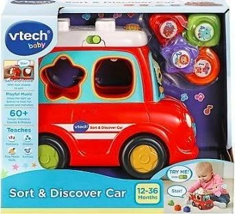 Lodër makinë sorter VTech Little Driver Car 61487, 4 blloqe, e kuqe