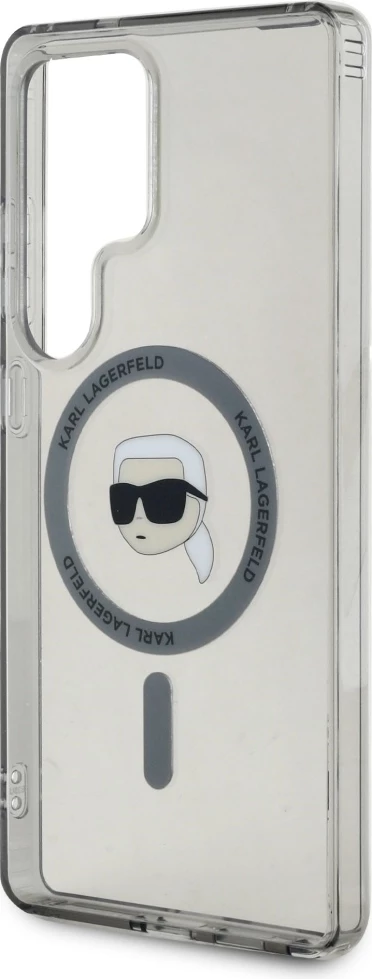 Mbështjellës Karl Lagerfeld Button Karl Head Printed Logo MagSafe për Samsung Galaxy S25 Ultra, i zi