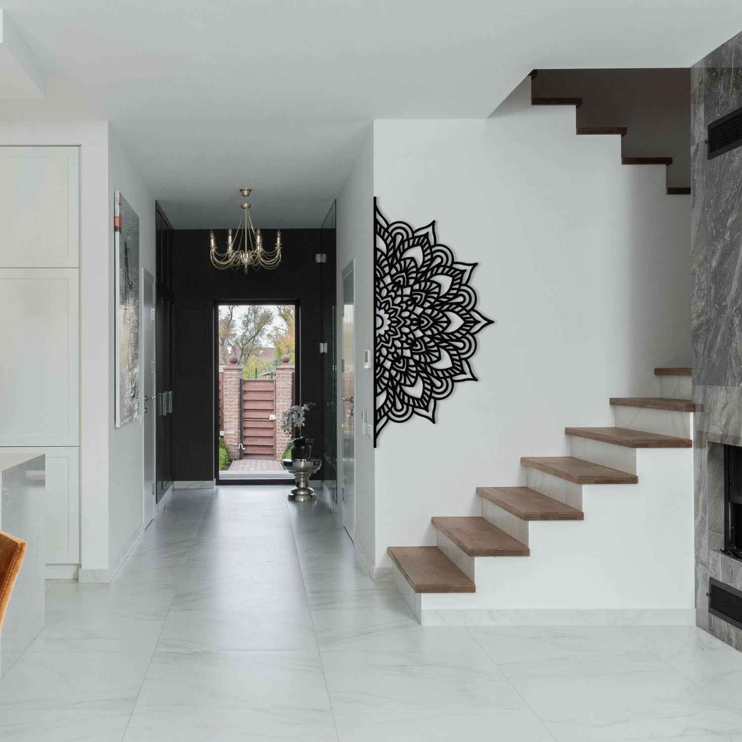 Aksesor dekorativ metalik për mur Wallity, Esperanza, ngjyrë e zezë, 160x77cm