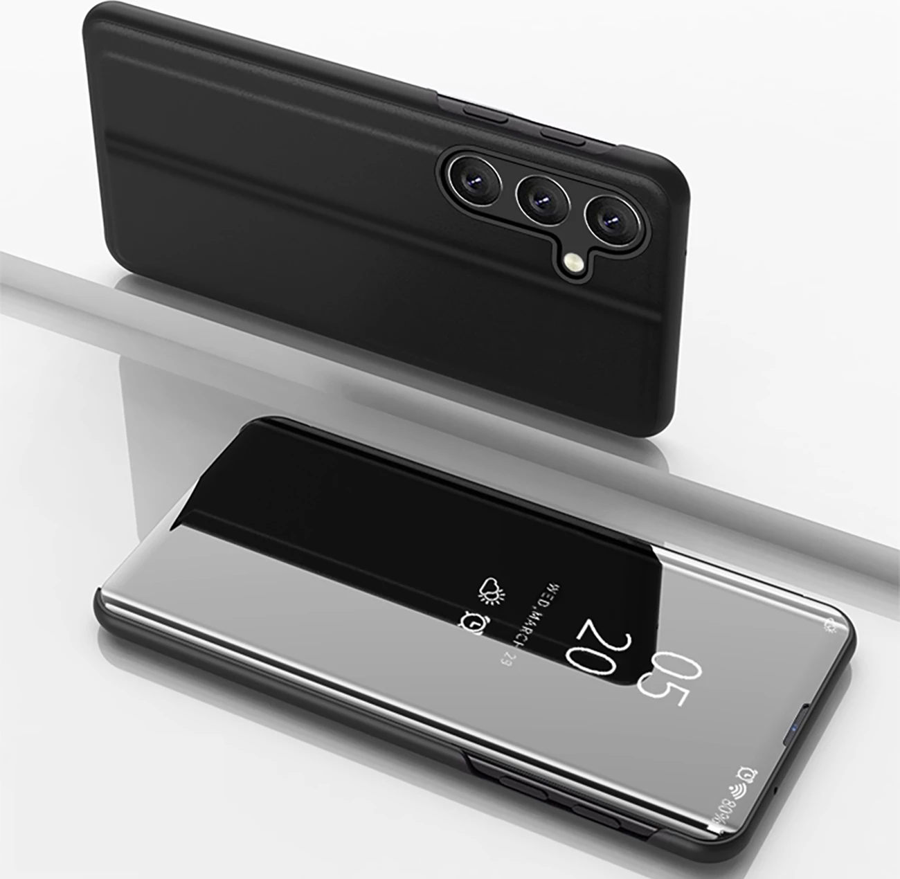 Mbështjellës Hurtel për Samsung Galaxy A16 / A16 5G, Clear View, Flip Cover, i zi