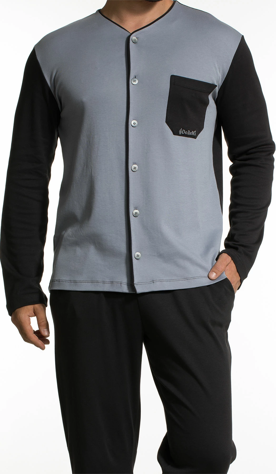 Set pizhamash për burra, Jumeon, 002-000371, e zezë/gri