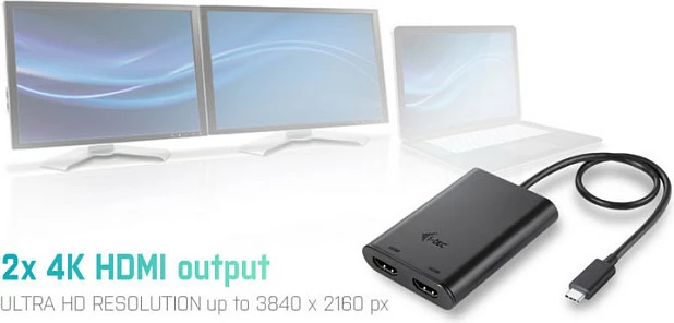 Adapter USB-C I-Tec 4K Dual HDMI, i zi
