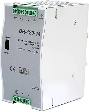 Trafo 24V DC DR-120W 5A për montim në shina