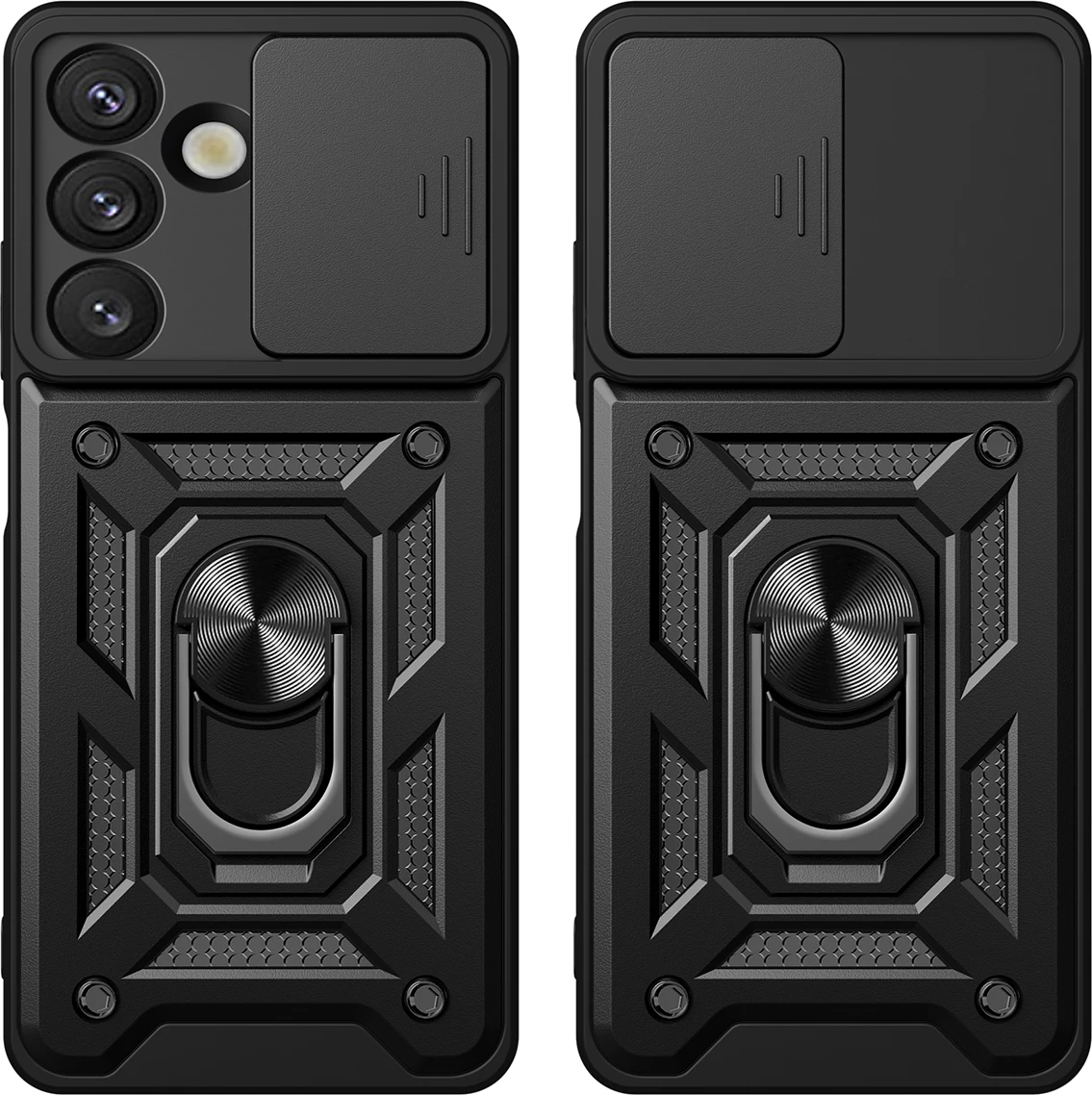 Mbështjellës Hurtel Hybrid Armor Camshield për Oppo F29 Pro 5G / A5 Pro 5G, i zi, me mbajtëse dhe kapak kamere 5