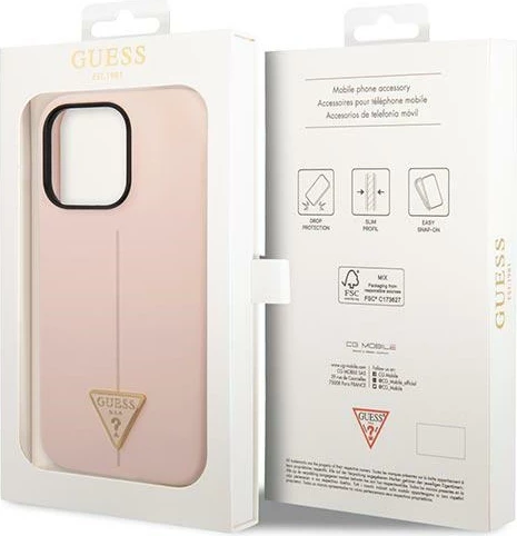 Mbështjellës Guess Silicone Triangle për iPhone 14 Pro Max 6.7", Rozë