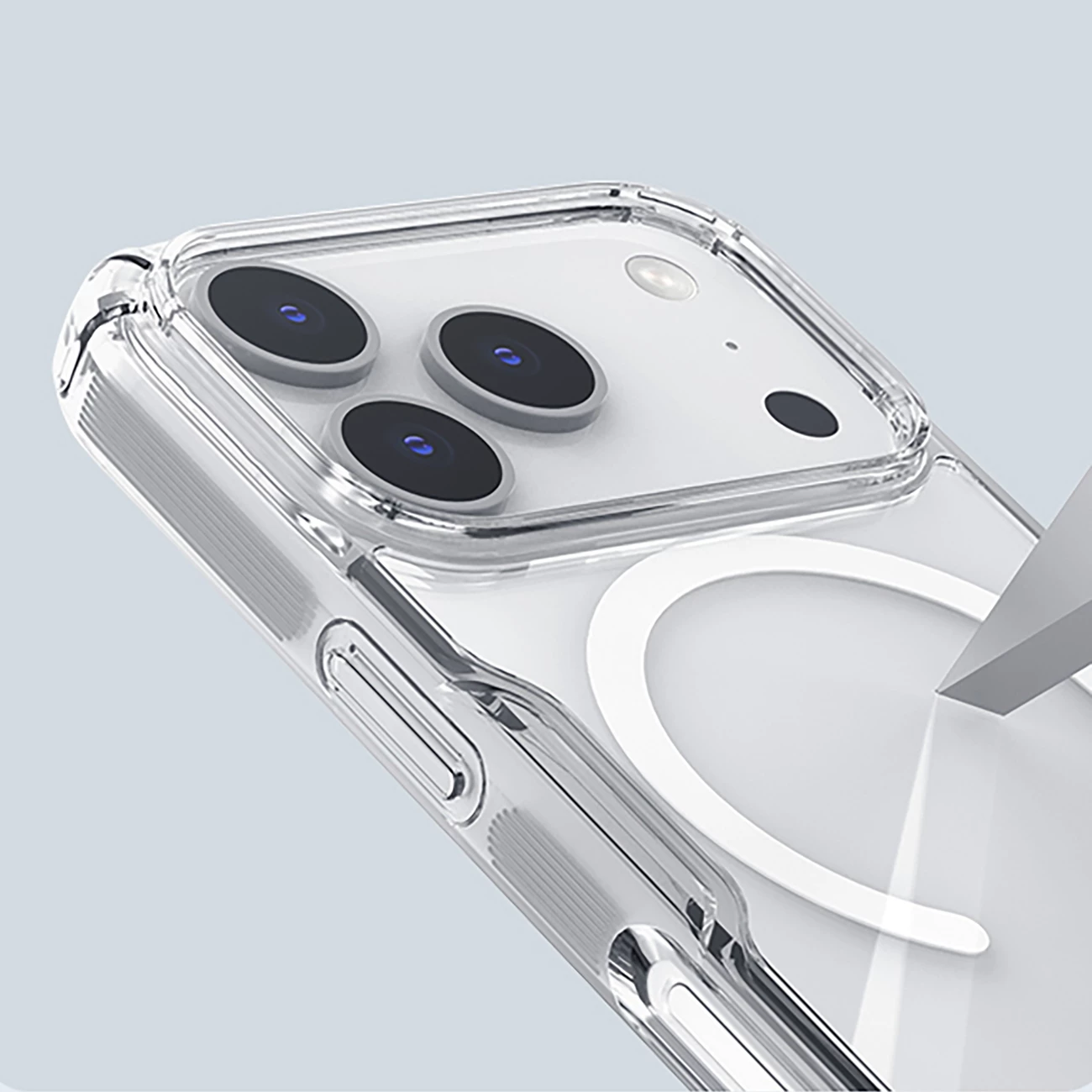 Mbështjellës Nillkin Nature TPU Pro MagSafe për iPhone 17 Pro, TPU+PC, qoshe me airbag, gjysmë-transparent, i bardhë