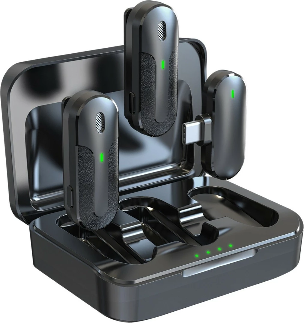 Set mikrofonash wireless Technaxx TX-301, 2 copë, USB-C, i zi