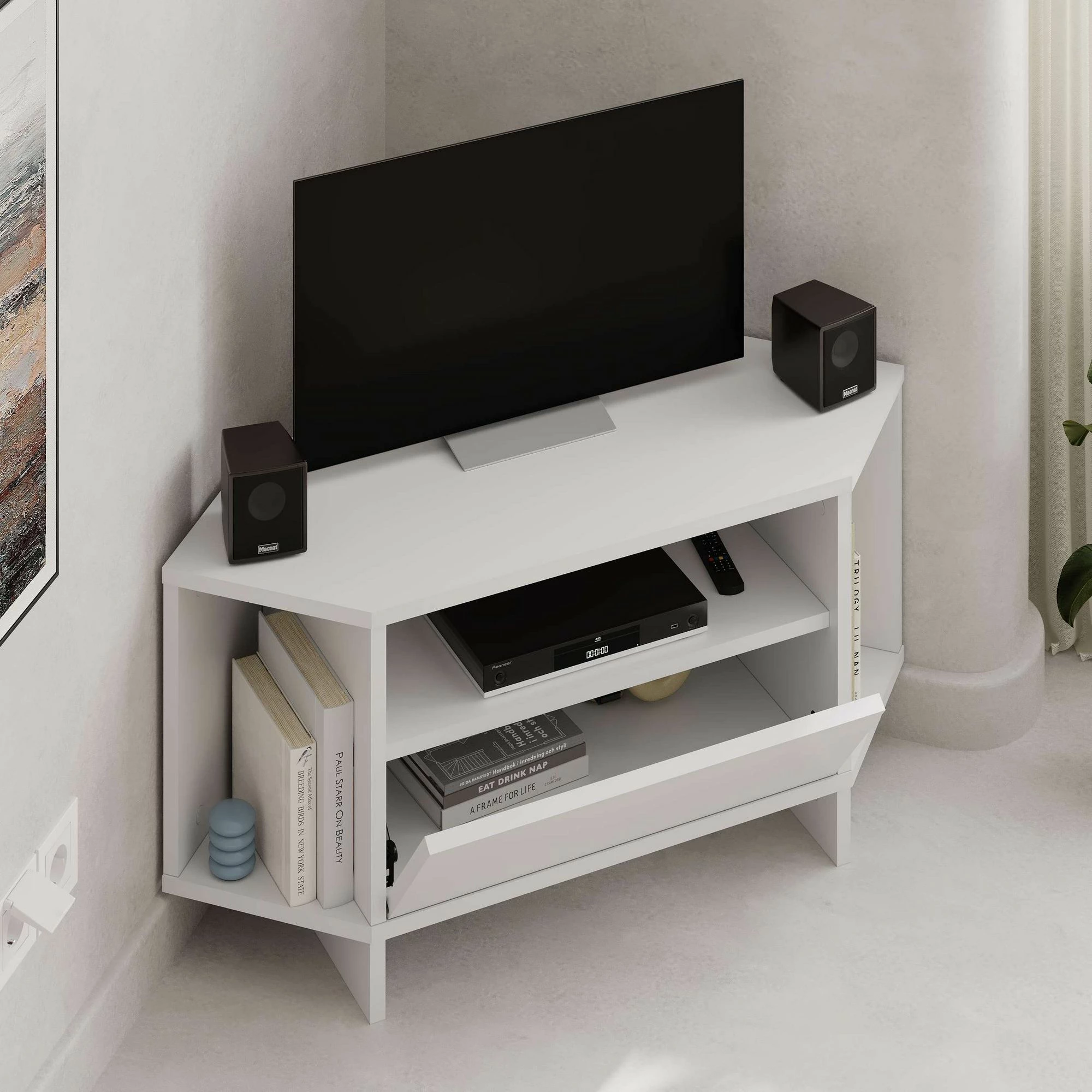 Komodë për TV Skye Decor, e bardhë, Viva