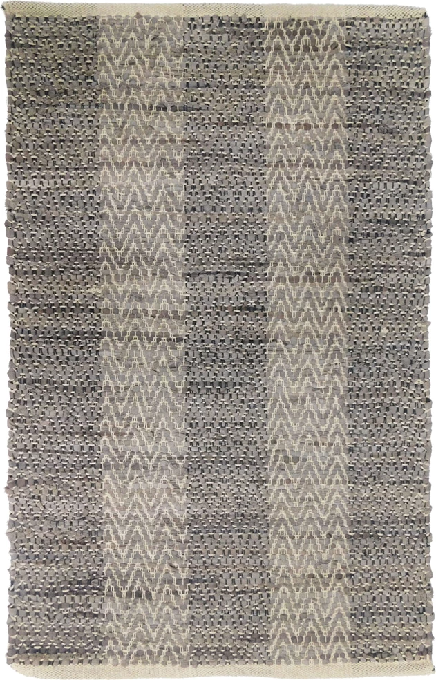 Qilim Fishbone, lëkurë, gri-bezhë, 60x90cm