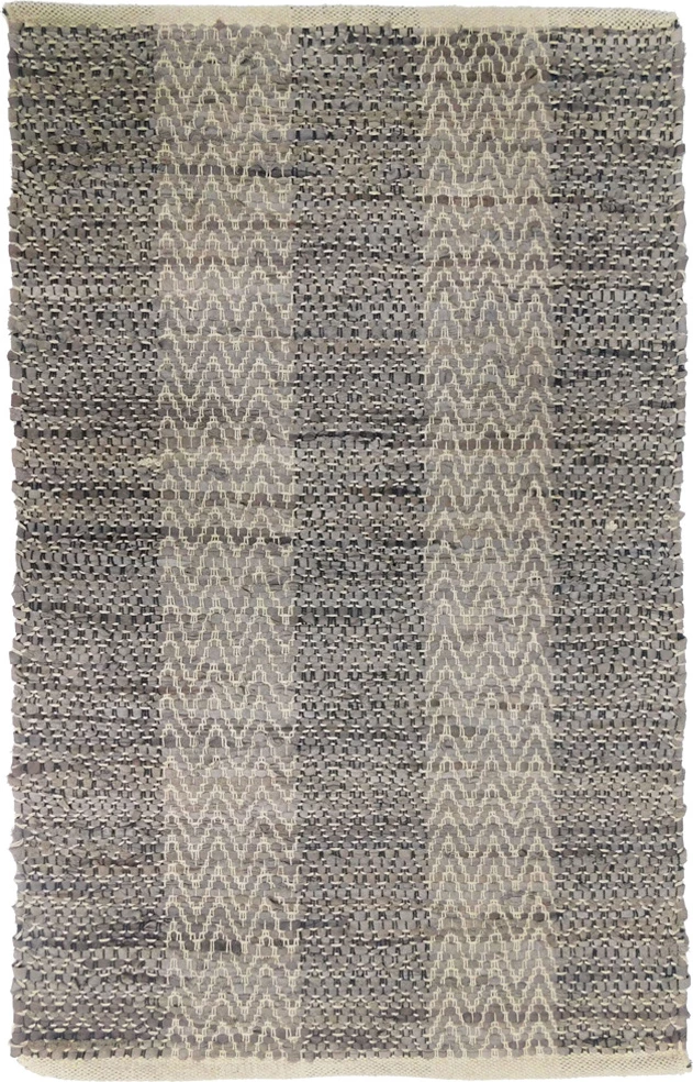 Qilim Fishbone, lëkurë, gri-bezhë, 60x90cm