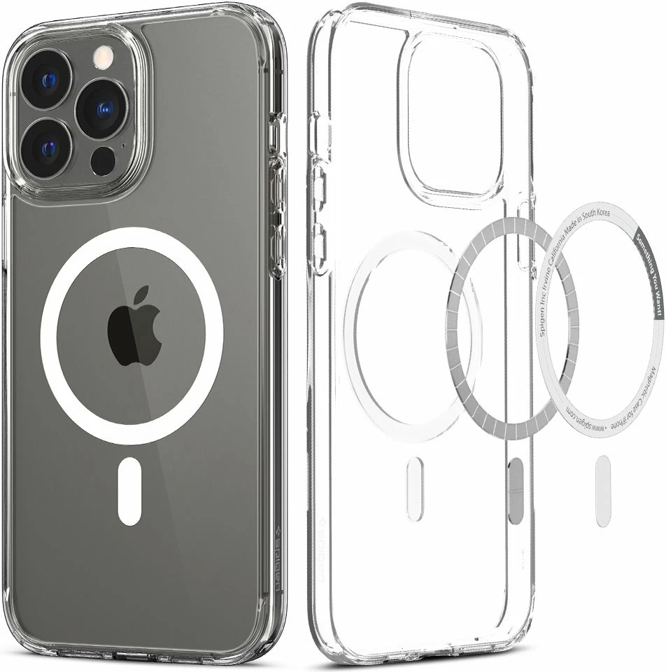 Mbështjellës Spigen Ultra Hybrid Mag për iPhone 13 Pro Max, MagSafe, Transparent/Bardhë