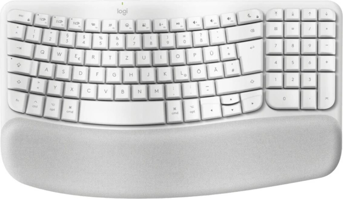 Tastierë, Logitech, Wave Keys for Mac 920-012404, ergonomike me mbështetëse pëllëmbe, USB-C karikim, e bardhë