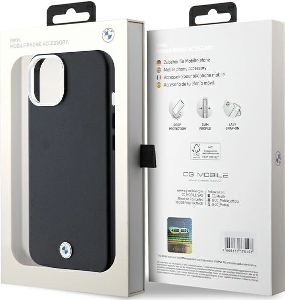 Mbështjellës BMW Signature Wrapped Metal MagSafe për iPhone 15/14/13, i zi