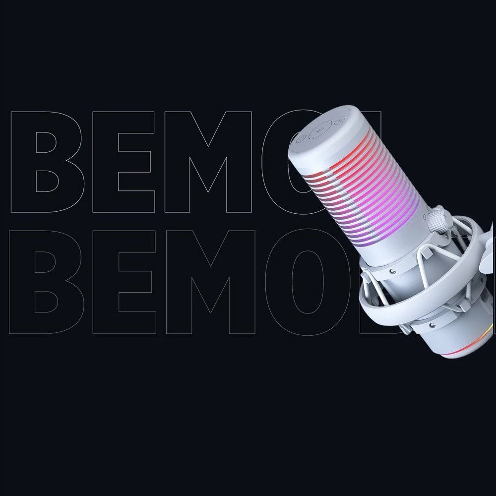 Mikrofon Rampage Bemol RGB USB-C/3.5mm kardioid/omni me tripod dhe shock mount, i bardhë