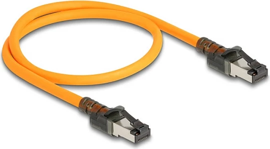 Kabllo rrjeti DeLOCK Cat6a S/FTP 5m, RJ45-RJ45, funksion gjetës porti USB-C, portokalli