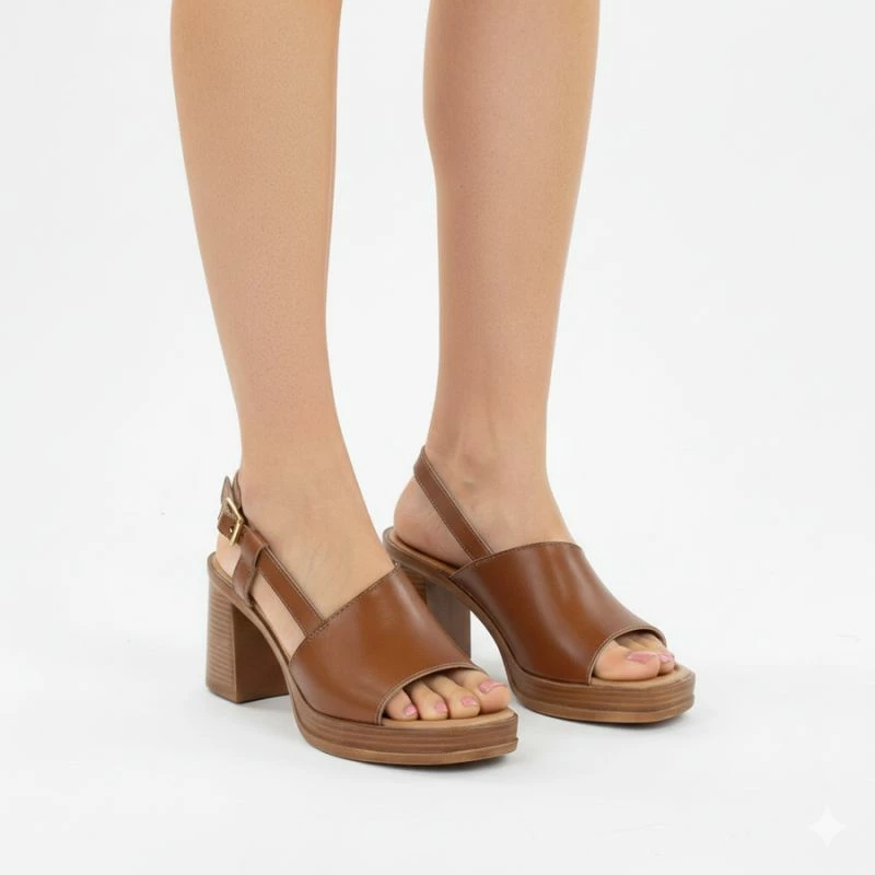 Sandale me takë të lartë Potocki 54324, kafe