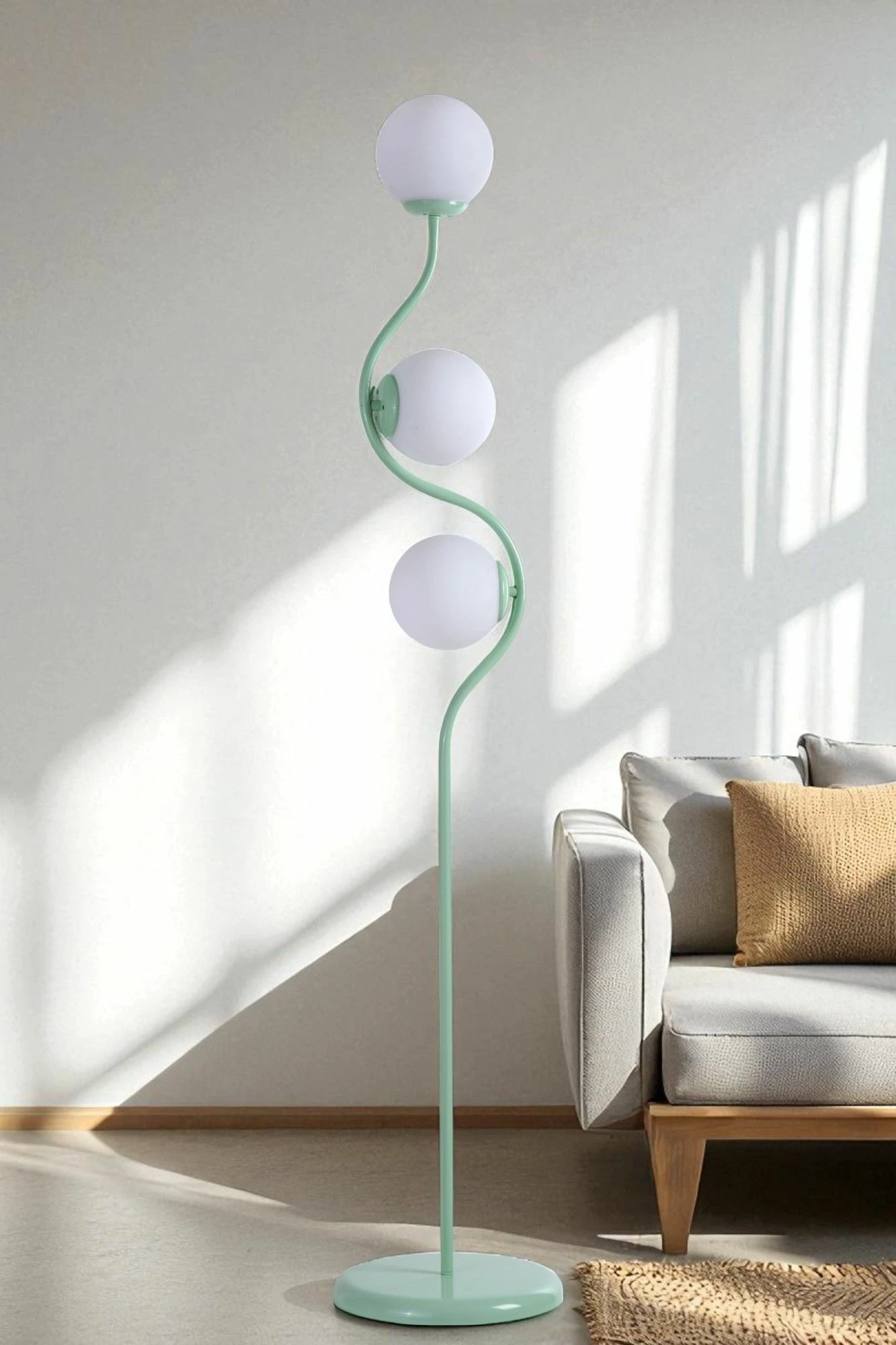 Llambë dyshemeje Opviq, 8944-5, ngjyrë e bardhë dhe mint