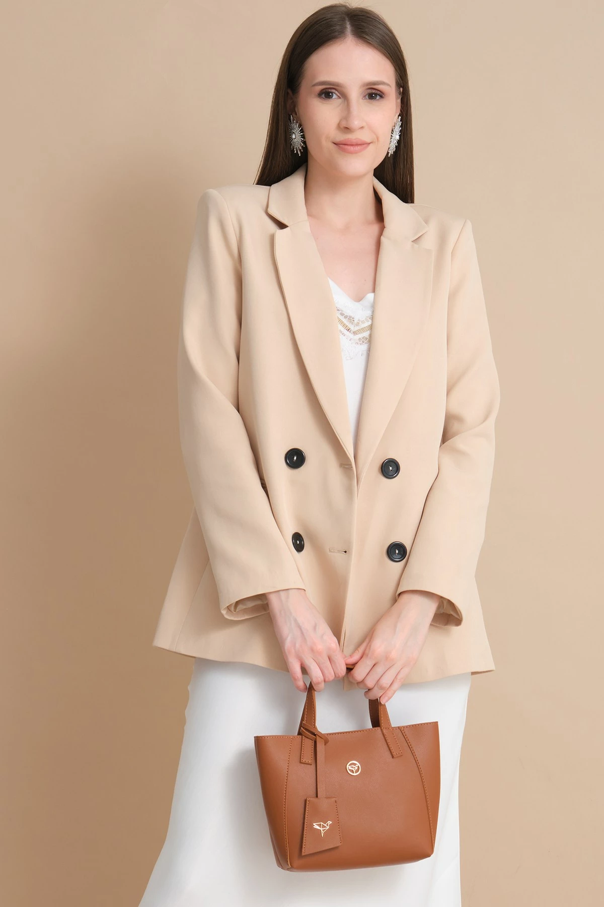 Çantë shpatullës Zoozie Bags, Sofia e vogël, ngjyrë kafe e hapur