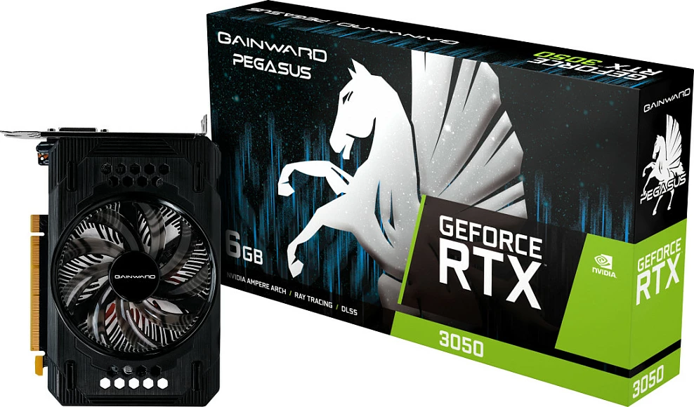 Kartelë grafike Gainward GeForce RTX 3050 Pegasus, 6GB GDDR6, PCIe 4.0, e zezë