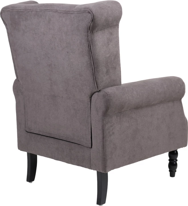 Fotel Piore, material gri i errët, këmbë druri të zezë, 77x80x106cm