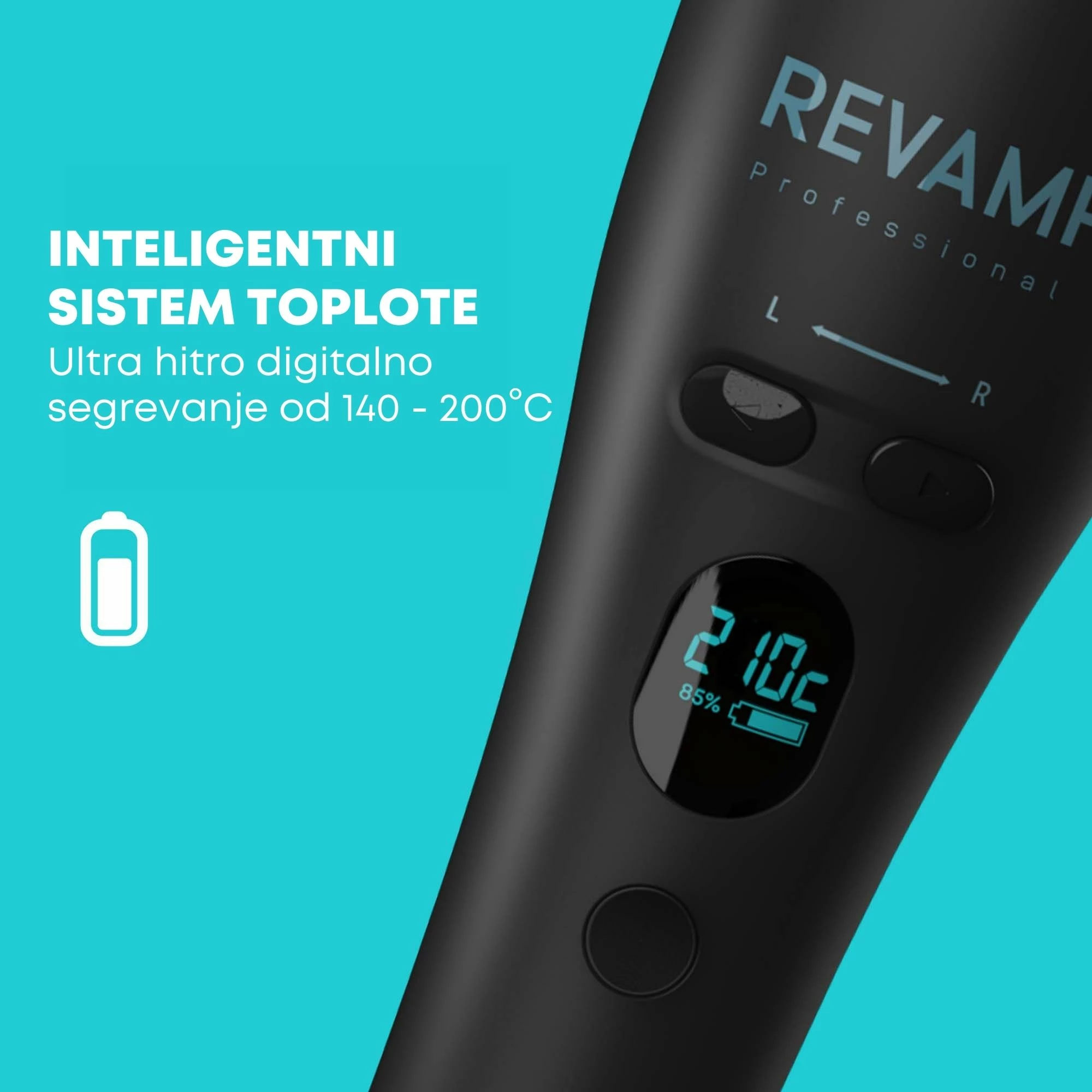 Pajisje automatike për kaçurrela Revamp iGEN Progloss Hollywood Curl CL-2750, pa kabllo, 19 mm, 150–210°C, e zezë, set me bazë karikimi