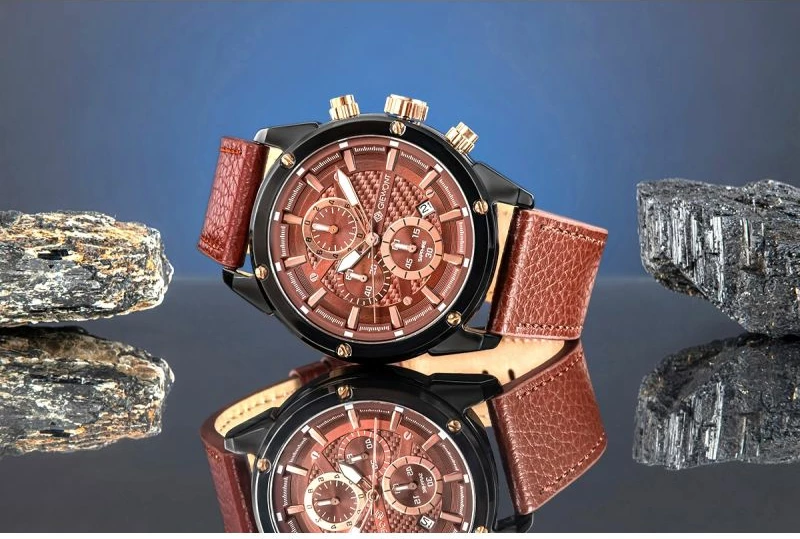 Orë dore meshkuj Giewont GW8810-A3, kafe/zeze