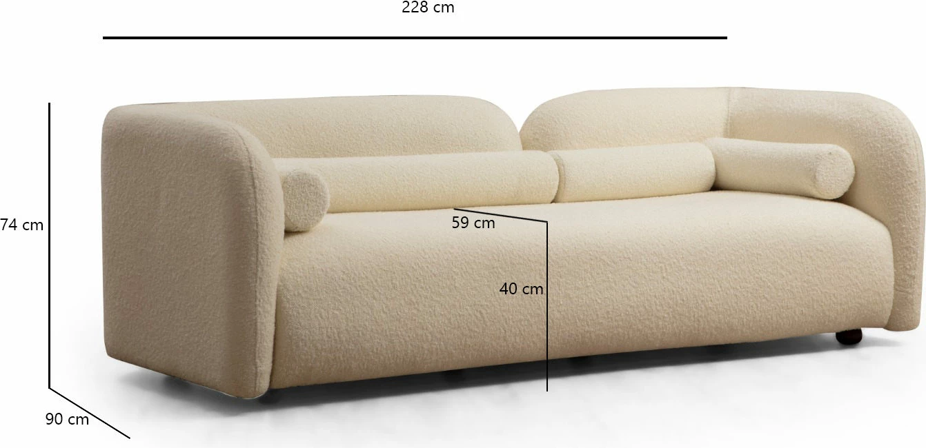 Divan treshe Victoria, bouclette krem
