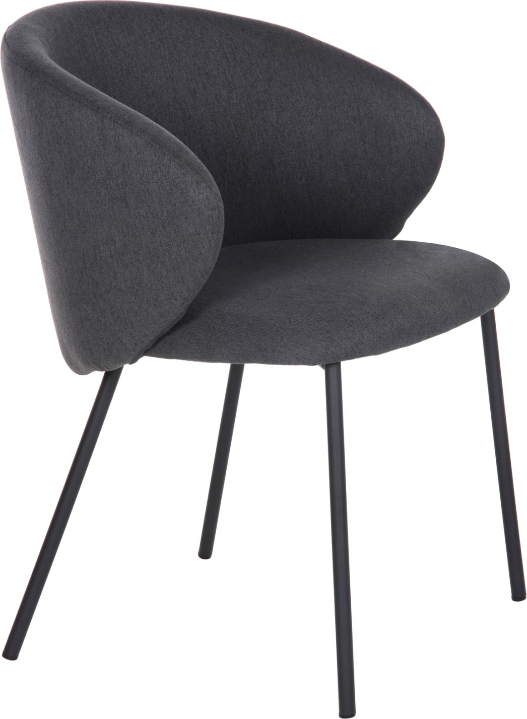 Karrige ngrënieje ISIAH FH9615.01, pëlhurë gri, këmbë metalike të zeza, 56x56x76H cm., set prej 2 copë