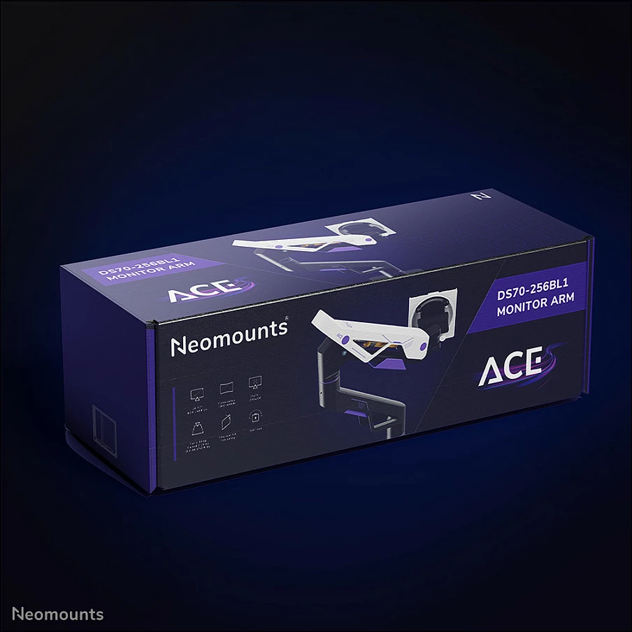 Mbajtës monitori Neomounts ACE DS70-256BL1, për tavolinë, 24-57", deri 30 kg, VESA 75x75-200x200, i zi