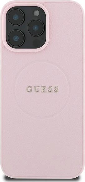 Mbështjellës Guess Grained Gold Ring MagSafe për iPhone 15 Pro Max, Rozë