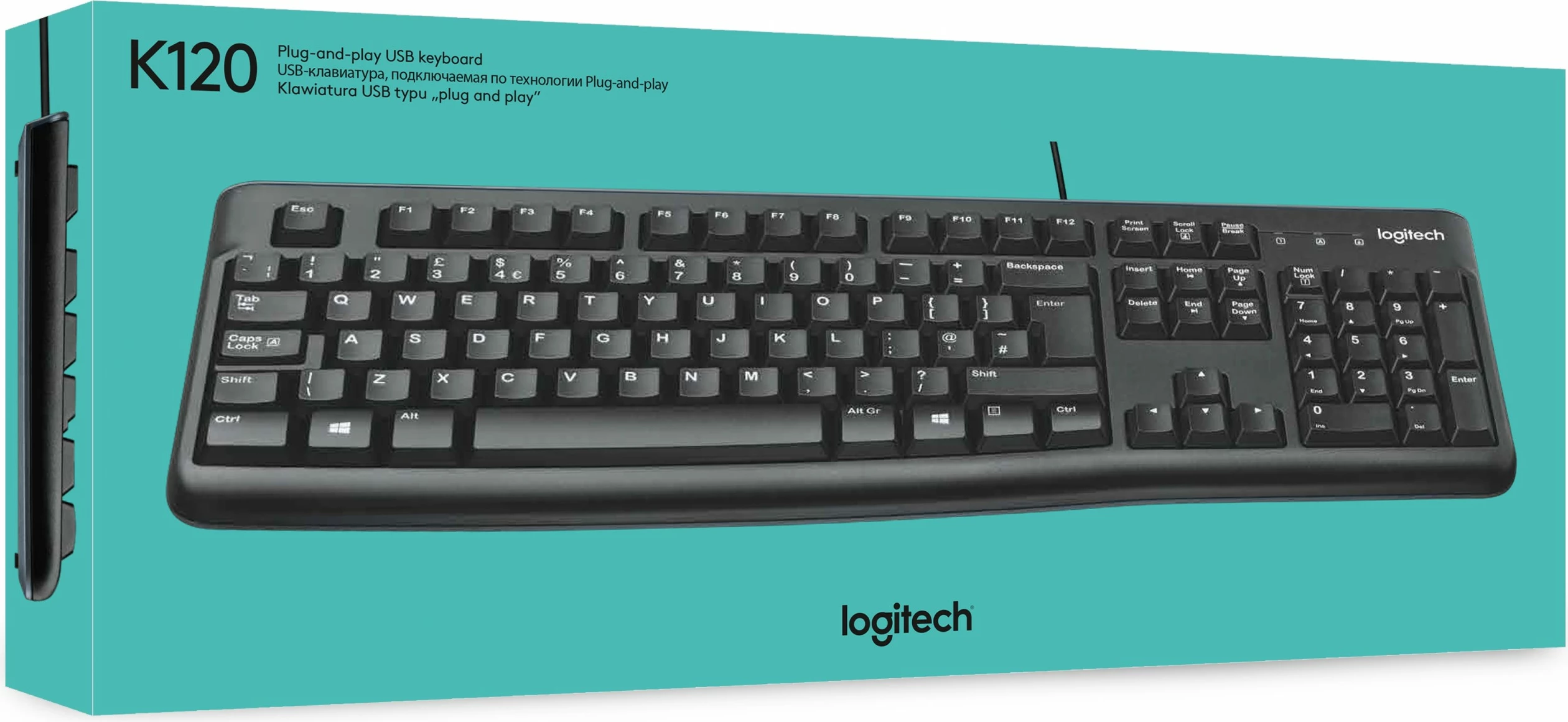 Tastierë Logitech K120, full-size, me kabllo, USB, AZERTY, e zezë