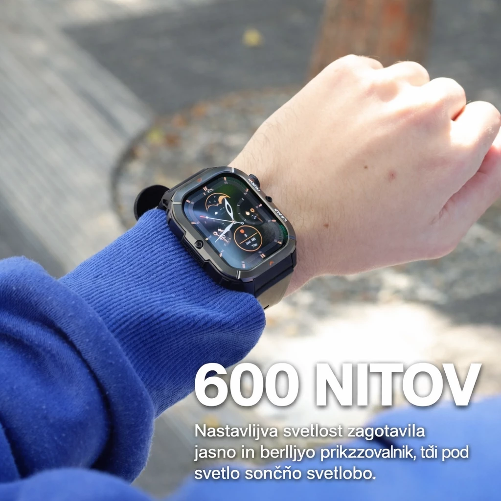 Smartwatch AGM Legion 3, 1.95" AMOLED, GPS, 500 mAh, 5ATM/IP68, MIL-STD-810H, Bluetooth thirrje, e zezë