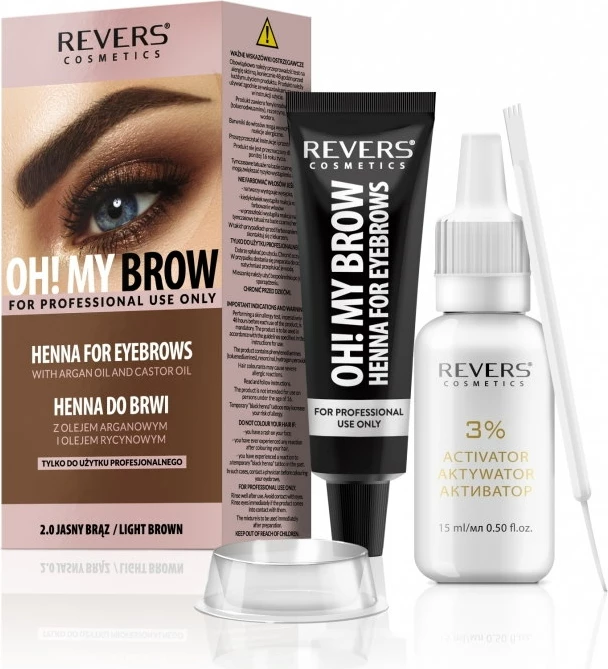 Ngjyrë Henna për vetulla Revers Oh! My Brow 2.0 LIGHT BROWN, 15ml+15ml