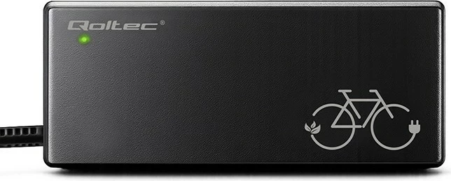 Karikues baterie për biçikletë elektrike, Qoltec, 52613, 42V 2A 84W (për bateri 36V Li-ion), Bosch 3-pin, i zi, me kabllo