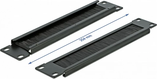 Panel me furça DeLOCK 66287, 1U për kabinet rrjeti 10", metal, i zi